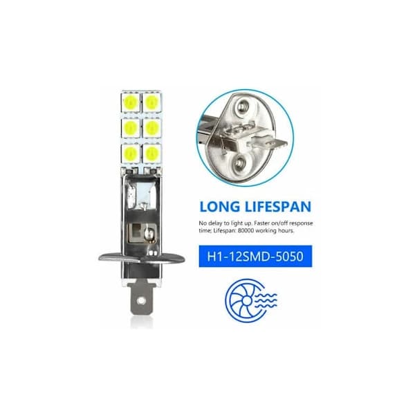 4 stk LED H1 LED 12V 6000K Hvit 55W LED Bil Tåkelys Kjørelys LED Frontlyspære