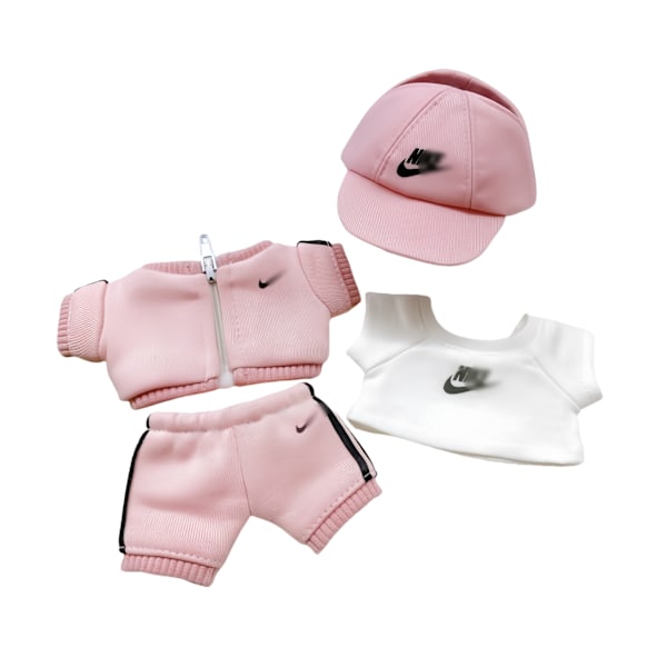 [HH] Labubu Outfit Kläder Baseball Kostym Set Märkeskläder Set 17cm Modedocka Kläder Pink Baseball Cap suit1