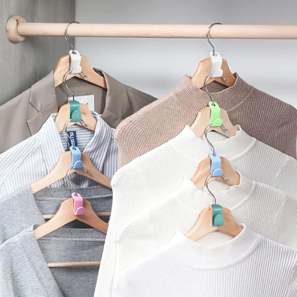 64 Stykker Bøjlekroge Plast Bøjleforbindelse Garderobe Bøjleforbindelseskrog Perfekt til Pladsbesparelse (Multifarvet)