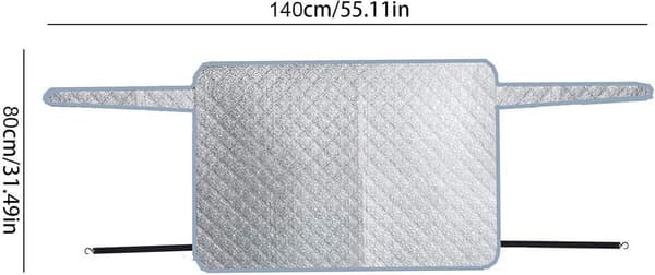Bilfrontrute frostdeksel, 4-lags tykk isolert design, beskyttelse for front- og bakrute, vinterbruk, 140 x 80 cm