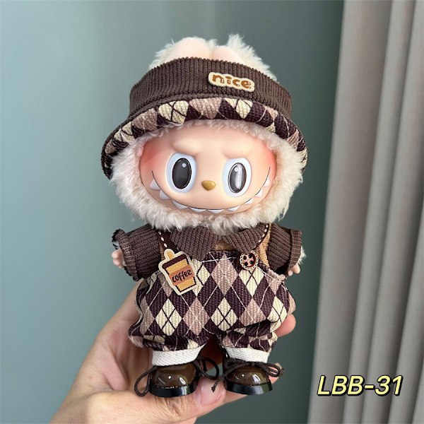 [HH] 17 cm Original Labubus Kläder Original Designer Tillbehör Plyschdockor Leksak Söt Nyckelring Kläder Labubu LBB-31 only clothes no toys