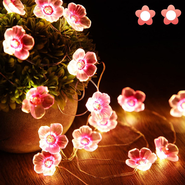 2 st 40 LED rosa körsbärsblommor