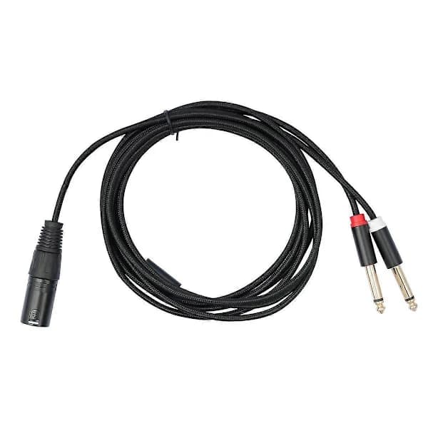 XLR Hann til Dobbel 6,35 mm Kontakt Lydmikrofonkabel Mikrofonkabeladapter Y-Type Splitter 2m