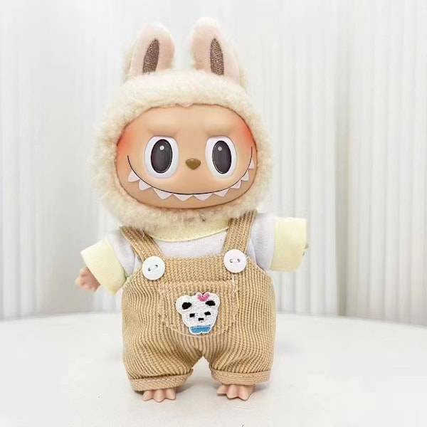 [HH] Labubu Kläder Märkesdesign Kläder Labubu Kläder Väska Skor Utsmyckning Dekorationer Förklädnad Yellow bear overalls