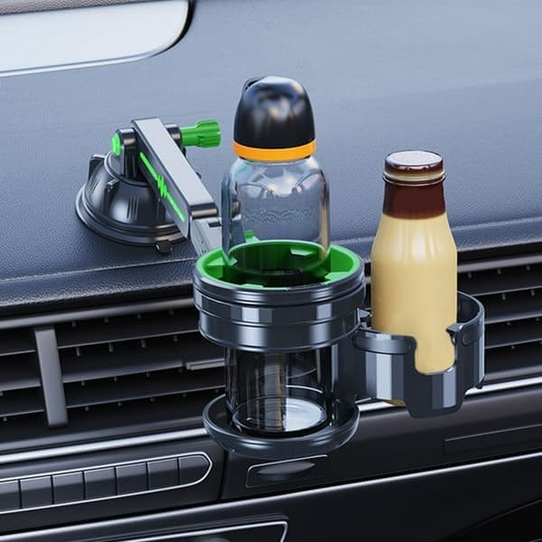 Car Mount for Drink - 2-in-1 Multifunction - Strong Suction Cup - Silicone Base - Green