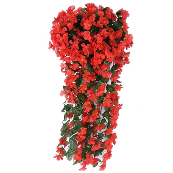 Konstgjorda Hängande Blommor och Växter-FM- Röd