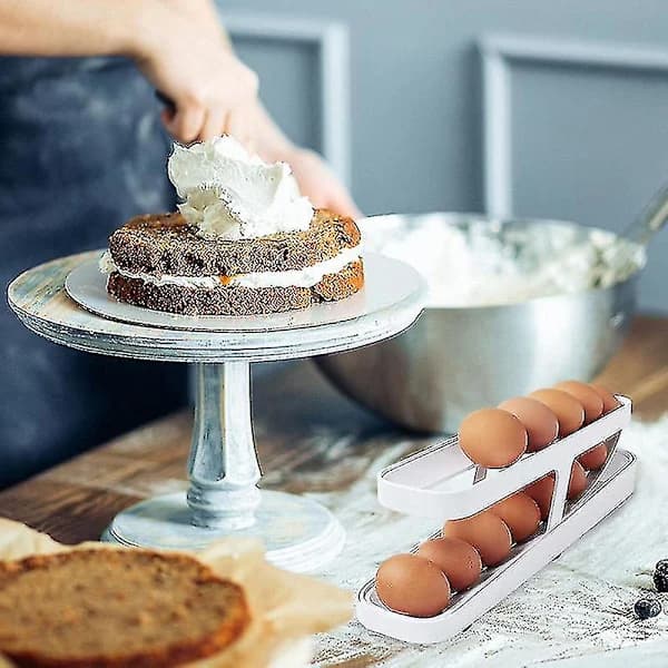 Egg Storage for Refrigerator, 2-Tier Automatic Rolling Egg Dispenser