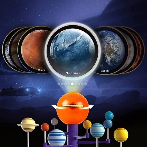 Solsystem for barn, Talende Astronomi Solsystemmodell, Planetariumprojektor, Stjerneleketøy, Romleketøy