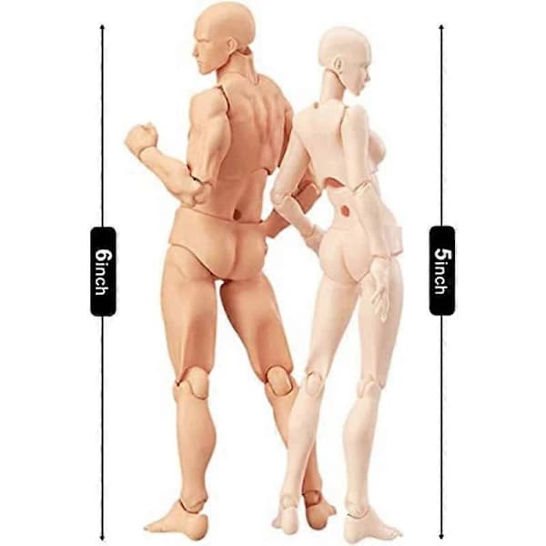 Konstnärsmodell Ledade Ritfigurer Man+Kvinna Set (Grå) konstnärsmaterial