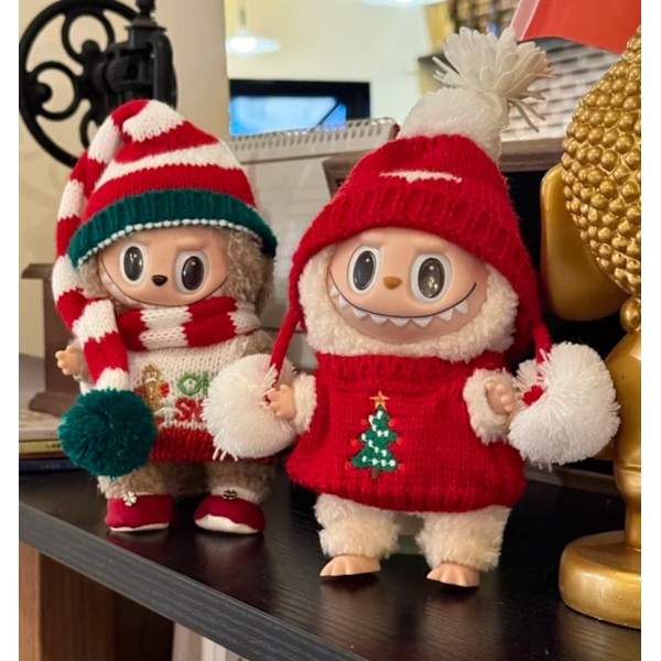 [HH]LABUBU Julebeklædning Blind Box Sødt Tøj Tegneserie Jule-Tema Kostumer Blind Box Egnet til 15cm POP MART LABUBU 15 cm-17cm labubu 5