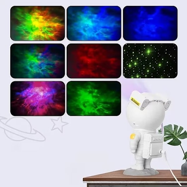 /HA/Nattlampe - Stjerneprojektor med LED-lampe - Astronaut, galakser, stjerneklar nattlampe med timer og fjernbelysning av nebulosan (med fjernkontroll)