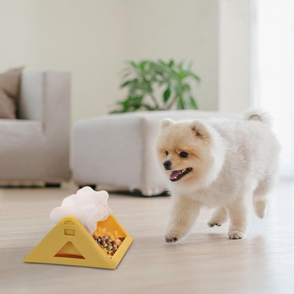 Hundefoderdispenser Puslespil, Interaktivt Langsomt Foderlegetøj, Holdbart PP, Til Små Og Mellemstore Hunde, Gul, 21 × 13 × 8 cm