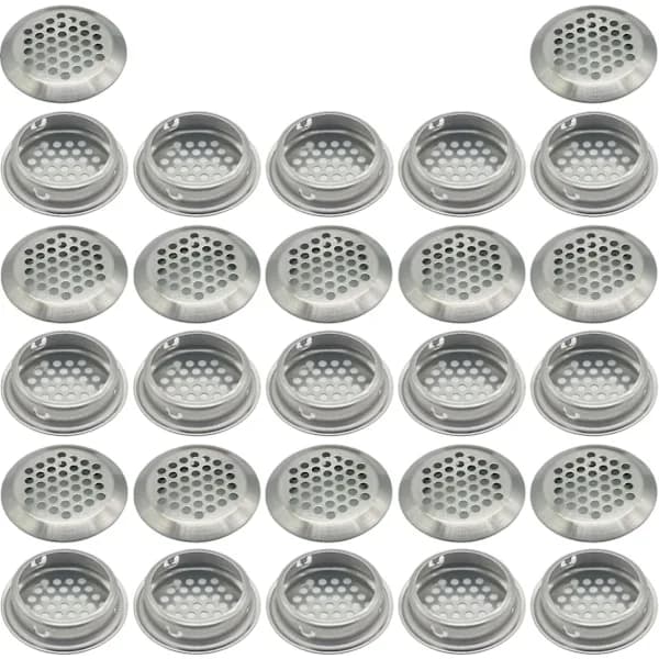 27 Dele 35 mm Rustfrit Stål Ventilationsgitter Rundt Mesh Åndehul | Til Køkkenmøbler Rustfrit Stål Ventilationsdyse | Til Skabe