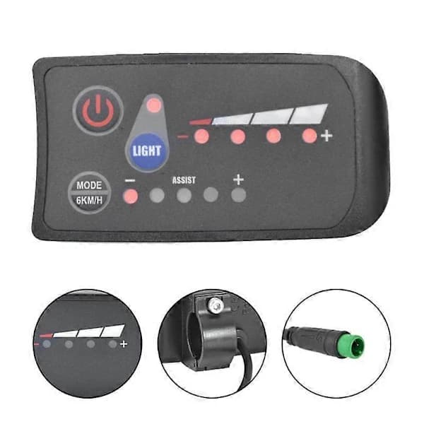 S810 E-cykelmåler LED-display 36V IP65 til elcykel Elcykelmåler 5PIN Sort Sort