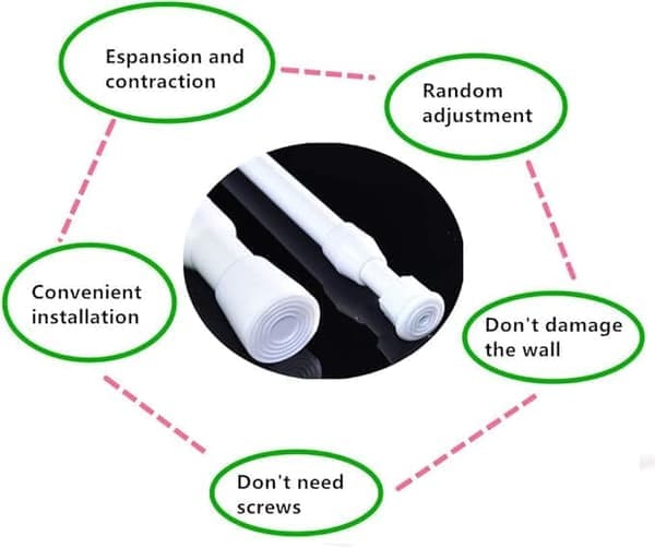 2-pakning Skapstang uttrekkbar 40-70cm, Hvit