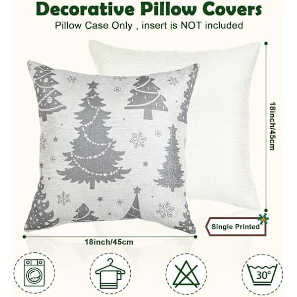 Jule Pudebetræk Sæt med 4 Jule Pudebetræk - Røde Pudebetræk 45 x 45 cm - Jule Design Pudebetræk