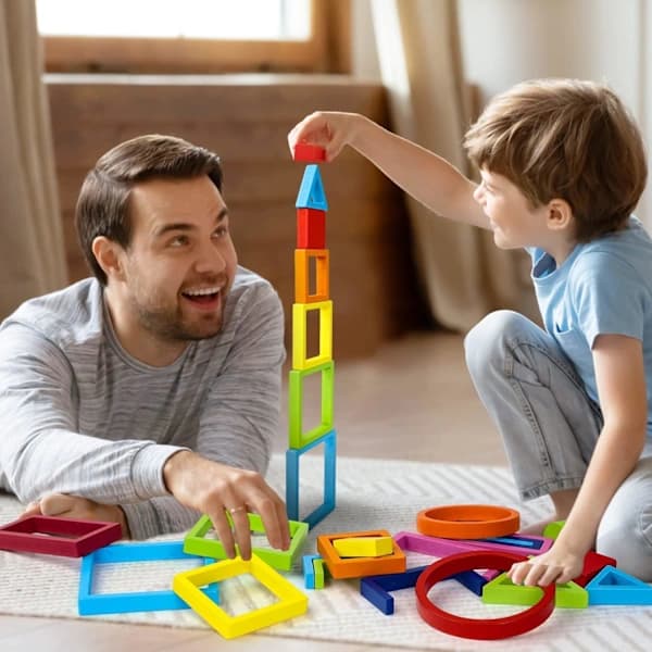 HA-Træregnbuestablingslegetøj Træ Montessori Farvesorteringsstablingslegetøj til alderen 2 -- 5 år Børn