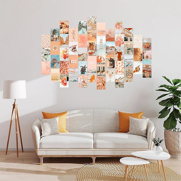 50 kpl Peach Beach -estetiikkakuvia seinäkollaasiin Boho-tyyliin Collage-tulostussarjat Teal-väriset huonekoristeet tytölle