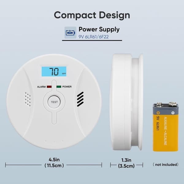 Røyk- og CO-detektor – 2-i-1 – Batteri – LCD – Alarm 85dB – CDR-803