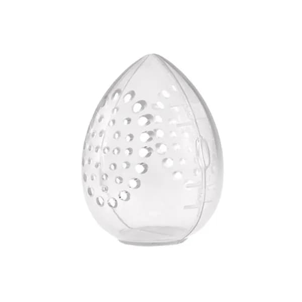 HA~Svampopbevaringsboks til makeuppudderpuffer, tom ægformet transparent pudderpuff-makeupopbevaringsboks