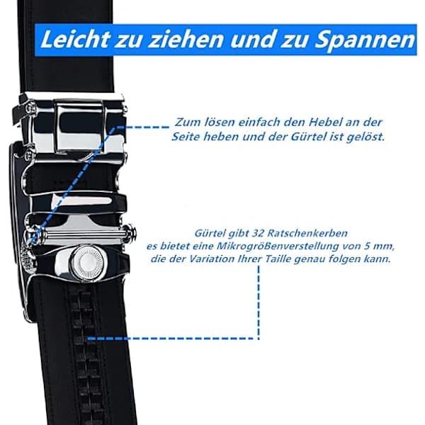 Bälte 110-130cm Justerbart Spärrspänne Automatiskt Bälte Herr