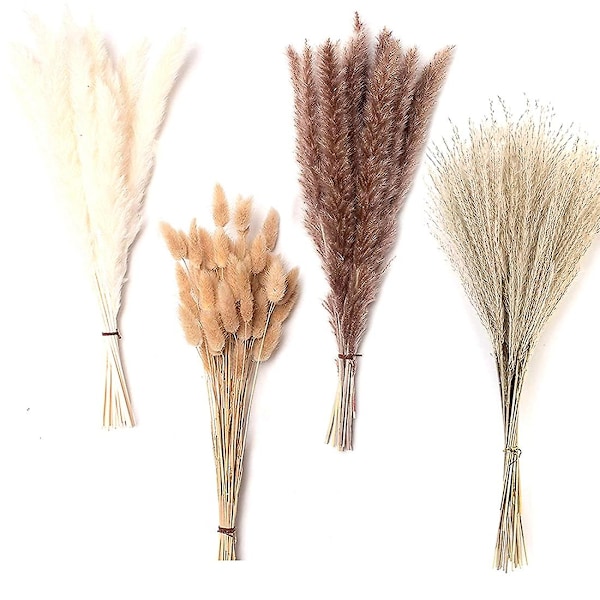 Pampas Grass Decor, 100pcs Natural Dried Fluffy Large Pompous Grass, 17.5inch Dried Flowers For Boh