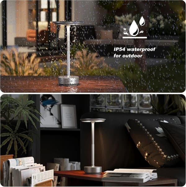 1/2/3 stk. Trådløs bordlampe, dimbar, metall, USB-oppladbar