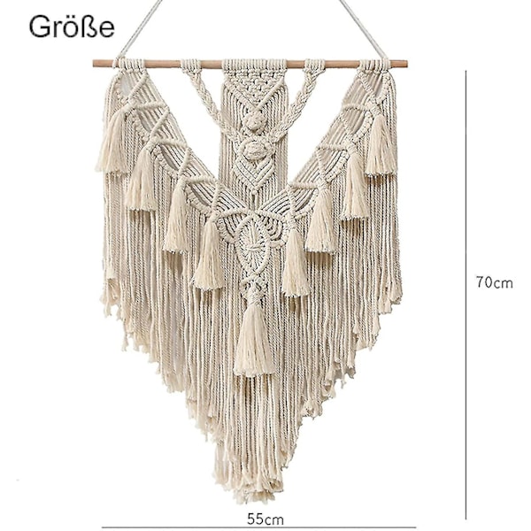 Macrame vægophæng, Chic Bohemian Tapestry til soveværelse 55 X 70 Cm