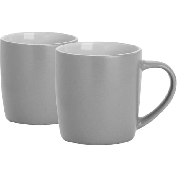 HA~Porslin 2x Grå 350ml Matte Farvede Kaffekrus - Keramiske Stentøjs Te Latte Cappuccino Kopper Sæt med Håndtag