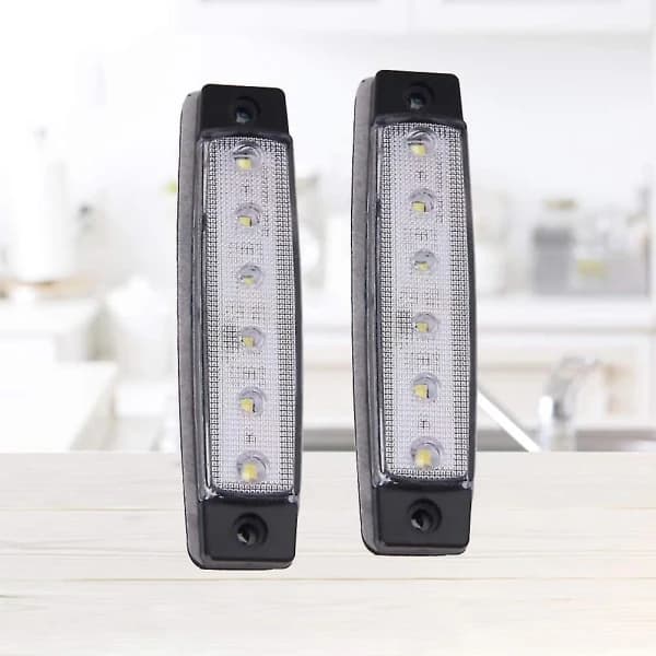 12V 6 LED posisjonslys for tilhenger, baklys, sidemarkeringslys, blinklys, instrumentbelysning (hvit)