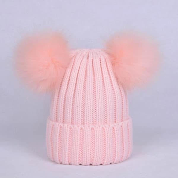 Hue enfarvet plysbold efterår vinter fluffy pomponer hat til udendørs brug Vinrød M
