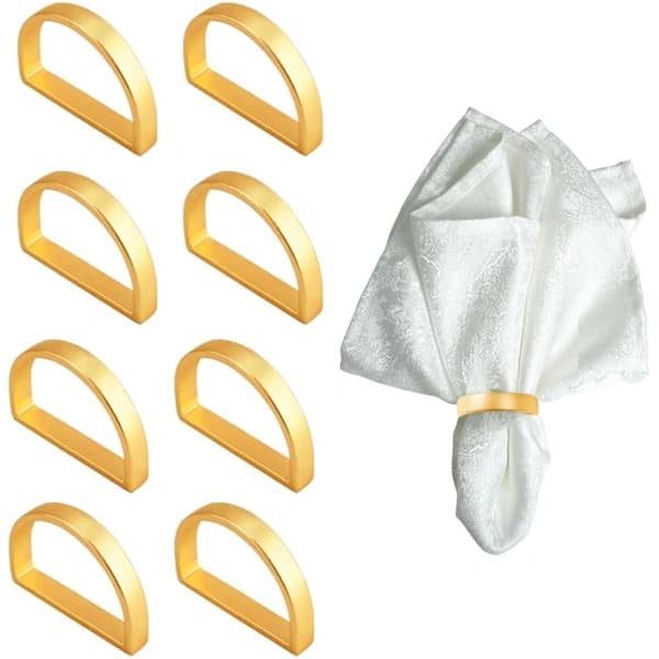 HA~8 stk. guld servietringe, elegante servietholdere, halvcirkelformede servietringholdere til borddekoration, servietspænder