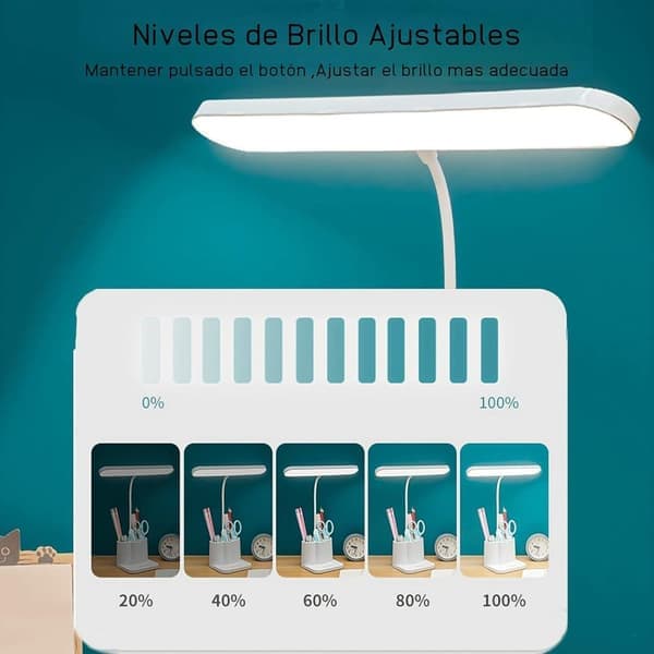 Flexo LED bordlampe skrivebordslampe, øyebeskyttelse 3 lysmoduser 8 nivåer justerbar 360°