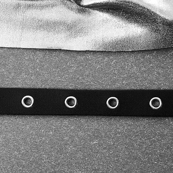 1 stk PU-lær halskjede med maljer for kvinner og menn, punk-krage, goth-emo-tilbehør