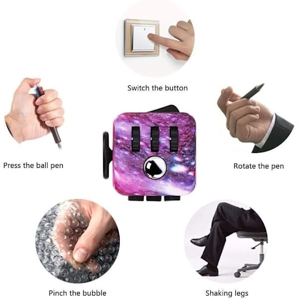 /HH/ Galaxy Fidget Toy Cube Terning Fidget Toy Sensoriske Leker Stressreduserende Leker Angstlindrende Leker for Barn og Voksne