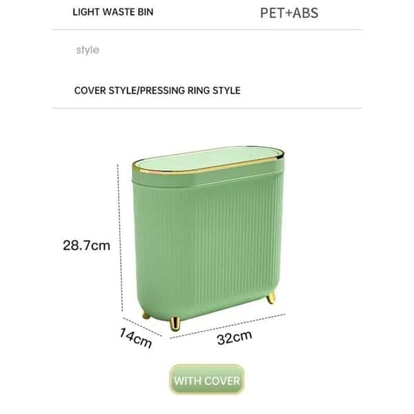 Soptunna med lock för badrum, vardagsrum och sovrum – 32x14x30 cm, perfekt för trånga utrymmen