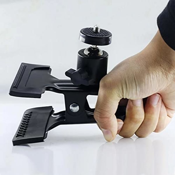 Tripod-kameraklämma klämfäste blixtreflektorhållare montering med skruvgrad vridbar för studiobakgrund kamera SLR,（svart）