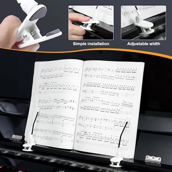 Holdbar Notebokklemme for Piano - Sideholder for Notestativ, Perfekt for Piano-tilbehør og Notebøker