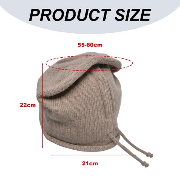 1 Varm Snørestrikket Pullover Lue Tynn Strikket Stablet Lue Varm Pullover Lue khaki