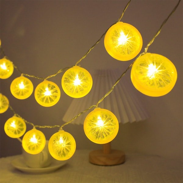 /HA/LED Sitronskive Lyslenke Fruktformet Lykt Barnerom Dekorativ Lyslenke Batteri Lys Orange Lime - Gul Sitronskive, USB Modell Al