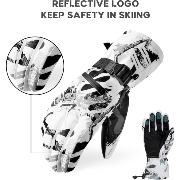 /HA/Skidhandskar, vattentäta snöhandskar -30℉ Vinterhandskar för kallt väder Varma pekskärms snowboardhandskar för män och kvinnor