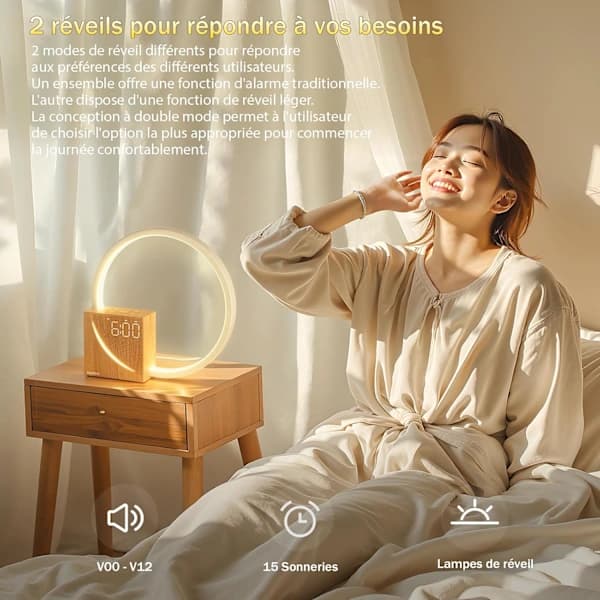 HA-10W Bedside Lamp with USB Charging, Wake-up Light Touch Control Dimmable Table Lamp Sleep Aid for Babies & Adults