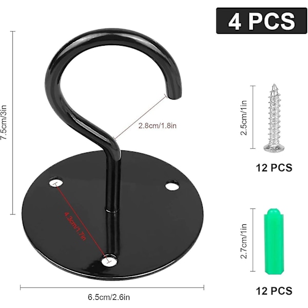 4 stk. veggmonterte takkroker, metallplantebrakett jernveggmonterte lyktehengere