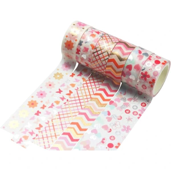 12 Rullar Washi Tejp Set Maskering Dekorativ Tejp (Rosa Mix)