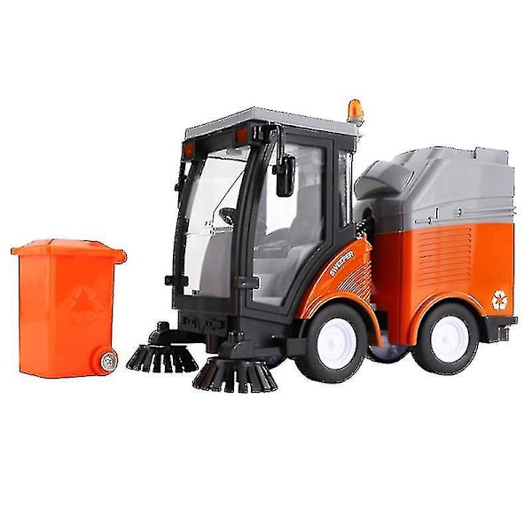 Street Sweeper Truck With Light & Sound Effects - Friction Powered Wheels, Removable Garbage Can & (haoyi