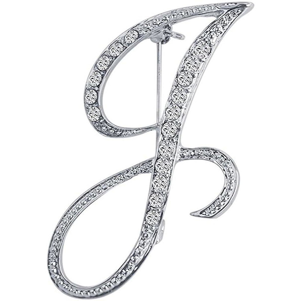 A-Z Initial Letters Brosch för kvinnor, Silverpläterad metall strass klar AAA+ kristall kavajslag pin broscher1Pcs, WZ-1141R