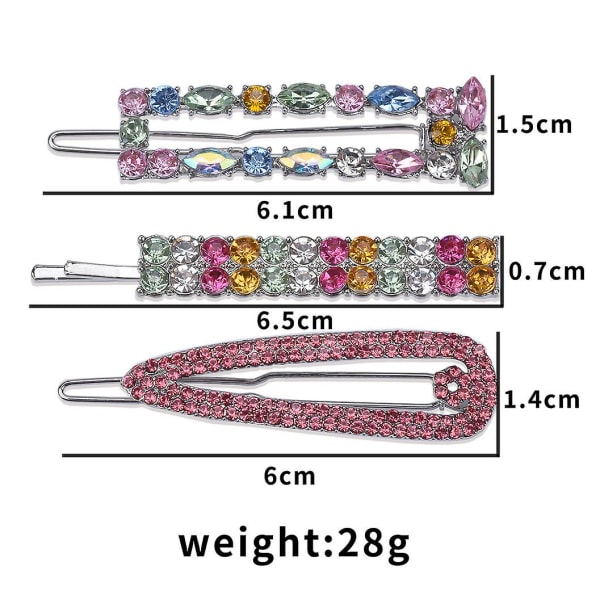 3 stk. hårnåle med rhinsten, metal hårklemmer, diamant hårnåle, krystal hårnål til galla, damer, kvinder, piger, WZ-1859R