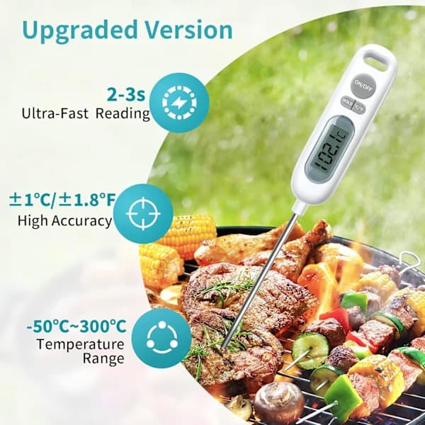 Matlagingstermometer, 141 mm lang matlagingsprobe Digitalt termometer for BBQ Bakverk Kjøtt Sukker Væsker