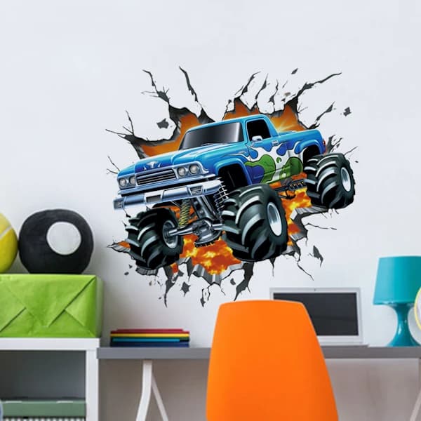 3D Racing Car Veggdekor Biler Gutterom Veggdekor Barneseng