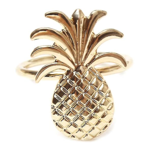 {HH}12 stk Ananas Servietring Metallbelagt Servietring Ringstativ Bryllup Feriefest Borddekorasjon